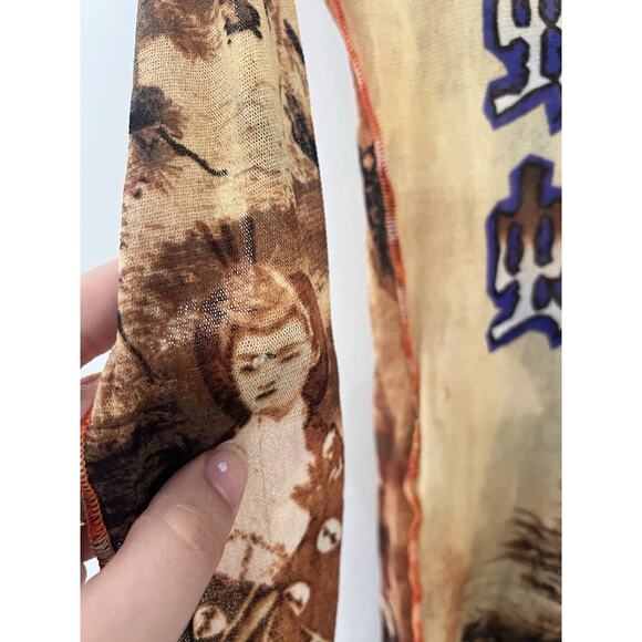 RARE JEAN PAUL GAULTIER MAILLE LONG SLEEVE MESH TOP MED JAPANESE GEISHA ASIAN - Picture 9 of 12